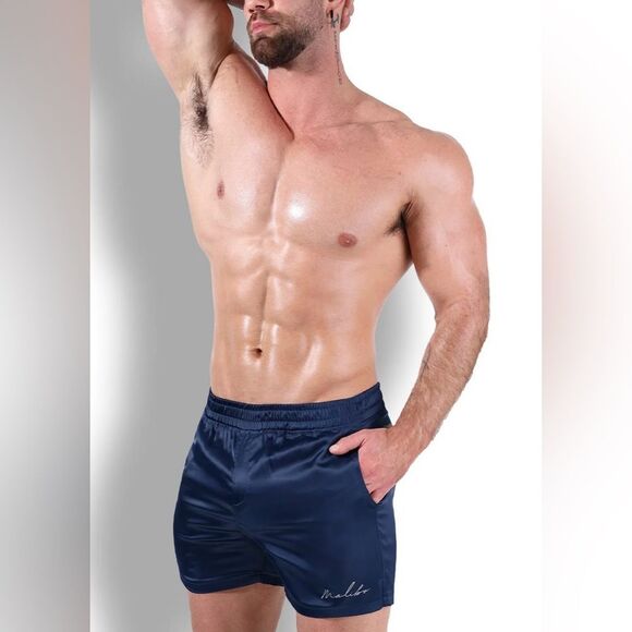 JJMALIBU SHIMMERFLEX ACTIVE SHORTS - NAVY small NWT in packaging - Picture 2 of 11